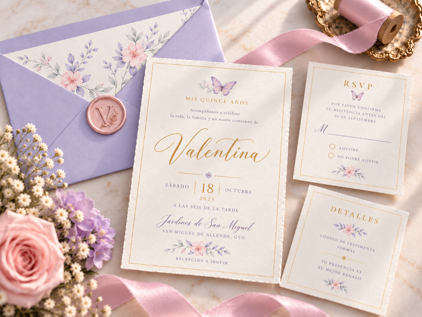 Papelería e invitaciones coordinadas con la celebración